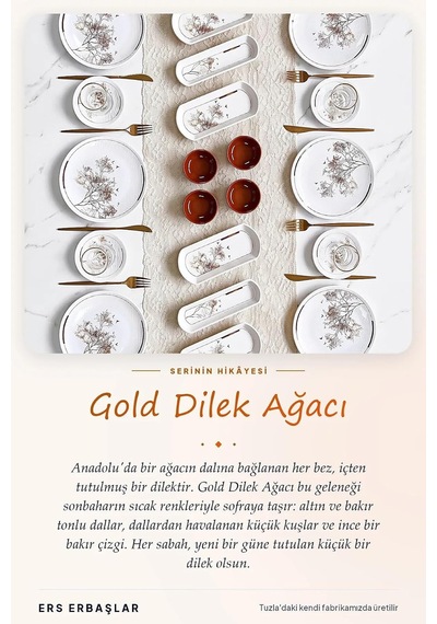 Gold Dilek Ağacı 22 Parça 6 Kişilik Kahvaltı Takımı Diğer