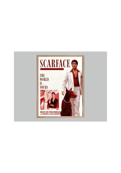 Scarface Doğal Ahşap Çerçeveli Tek Parça Dekoratif Tablo Çok Renkli - 820358404 Çok Renkli