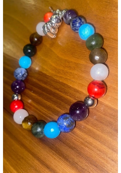 Çin Takvimi Burçları Çharm 7 Çakra Doğal Taş Bileklik Hand Made El İşi Feng Shui Ejderha Yılı Koruyucu Hayvan Snake Yılan Objeli Çok Renkli