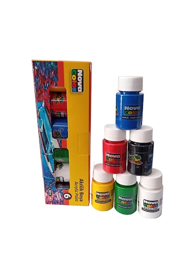 Akrilik Boya 6 Renk 30 Ml 1 Paket Akrilik Boya Seti 6 Lı Ahşap Tuval Taş Ağaç Boyamalar İçin İdea Boyama Seti