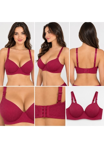101Dzyn M.f.ö Lingerie Kadın Vişne Çürüğü Fitilli Dikişsiz Balensiz Destekli Push Up Lazer Kesim Sütyen bordo 101Dzyn M.f.ö Lingerie Kadın Vişne Çürüğü Fitilli Dikişsiz Balensiz Destekli Push Up Lazer Kesim Sütyen bordo