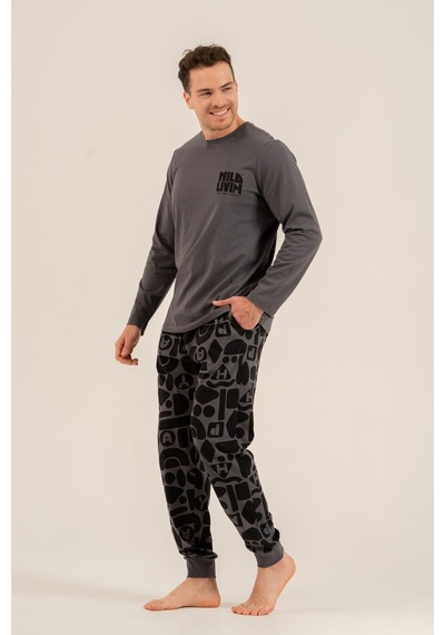 Rolypoly Baba Oğul Live The Forest Gri Uzun Kol Pijama Takım Rp3868-a-v1 Rp3868-a-v1