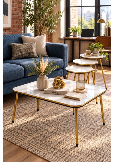 Odera Çift Gold Beyaz Mermer Desenli Orta Sehpa Ve Zigon Sehpa 4'lü Set Metal Ayaklı Modern İskandinav Salon Sehpası Diğer Odera Çift Gold Beyaz Mermer Desenli Orta Sehpa Ve Zigon Sehpa 4'lü Set Metal Ayaklı Modern İskandinav Salon Sehpası Diğer