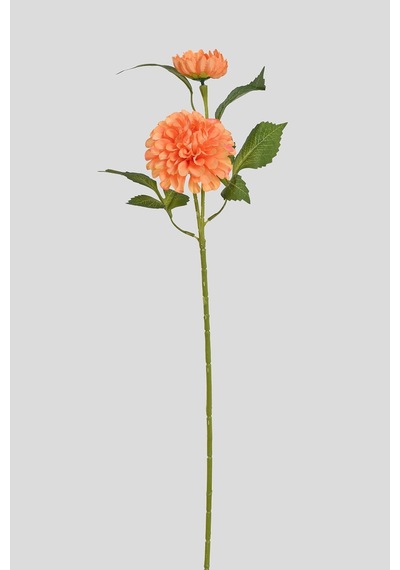Turuncu Yapay Dahlia Yıldız Çiçeği 2 Dallı Lüx İpeksi Dokulu 65 Cm