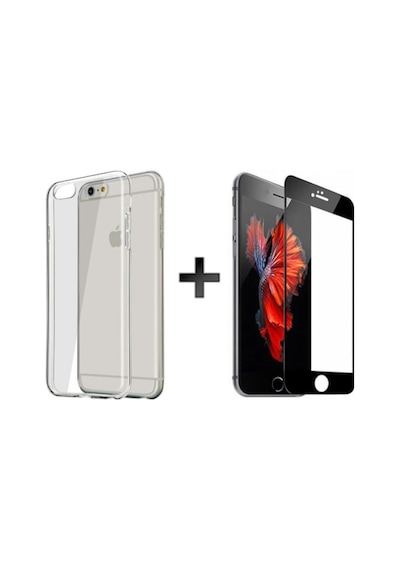 Apple Uyumlu iPhone 6 6S Seffaf Kilif + 9D Ekran Koruyucu Kirilmaz Cam Siyah 398544692