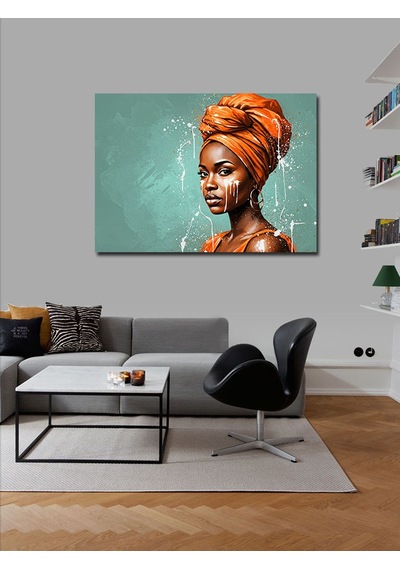 Kanvas Tablo Turuncu Afrikalı Kadın