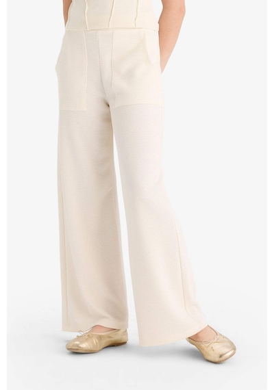 DeFacto Kız Çocuk Wide Leg Geniş Bol Paça Beli Lastikli Eşofman Altı C1180A825SMER98 Ekru