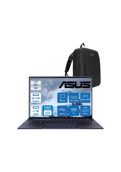 Asus ExpertBook B9 B9403CVAR-C73211-90NX05W105 Core 7 150U 32 GB 1 TB SSD 14" Free Dos Dizüstü Bilgisayar + Çanta