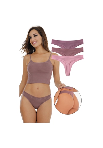 Sensu Kadın Fitilli Soft Renkler 3'lü Tanga Külot Set - Kts4052 Asorti Asorti