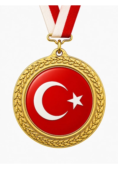 Türk Bayrağı Madalyası - Dijital Baskılı 1. Kalite Madalya Altın