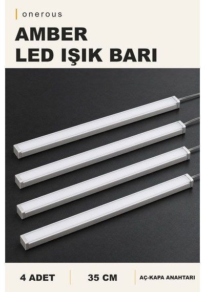 Onerous 35 Cm Amber Led Bar, 4 Adet, Anahtarlı Turuncu