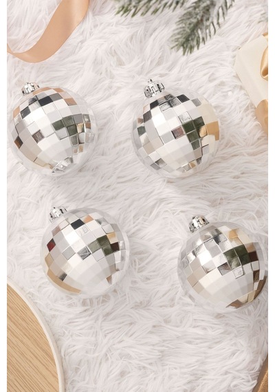 Karaca New Year Yılbaşı 2'li Set Disko Topu Ağaç Süsü Silver 8 cm