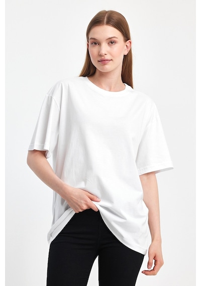 Odda 0008 Kadın Oversize Tişört Beyaz