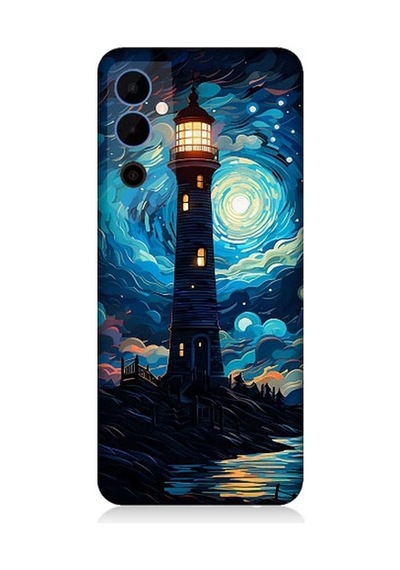 Tecno Pova Neo 2 Uyumlu Ay Işığında Yalnız Deniz Feneri Desenli Silikon Kılıf