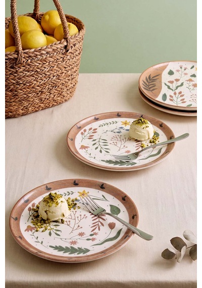 Soft Bloom Nordic Pasta Tabağı 4'lü Pasta & Sunum Tabağı 22 Cm Çok Renkli