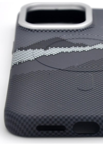 Apple Uyumlu iPhone 16 Pro Dijital Desenli Magsafe Şarj Özellikli Silikon Kapak Kılıf Koyu Gri