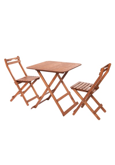 Modermo 2 Kişilik Katlanır Masa & Sandalye Seti - 70x70 Cm Grup M Ceviz