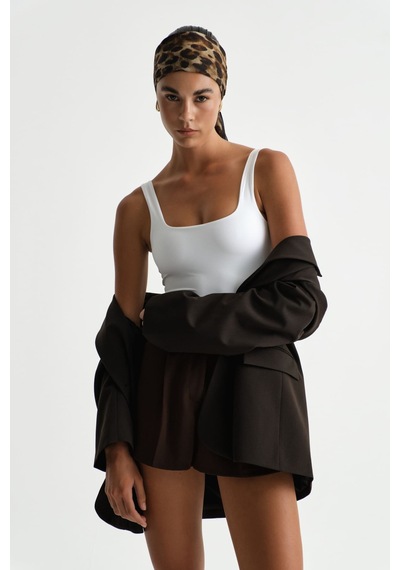 Açelyaokcu Premium Darcy Kare Yaka Bodysuit Beyaz