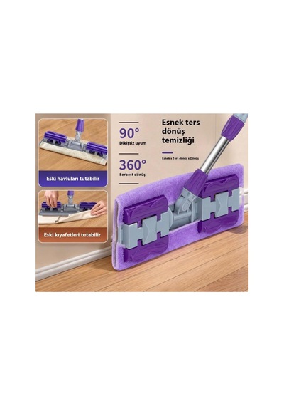 Bez Ve Kıyafet Tutuculu Mikrofiber Mop 360 Döner Başlıklı Zemin Ve Duvar Mopu