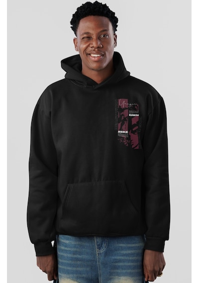 Sevbano Eren Yeager Zeke Yeager Attack On Titan Anime Sırt Baskılı Unisex Siyah