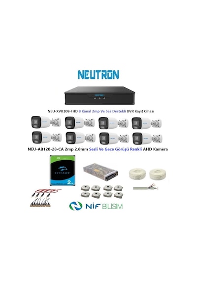 Neutron 2mp 8 Kameralı Gece Renkli Sesli Dış Ortam Ahd Full Kamera Seti 2tb Neu-ab120-28-ca Neutron 2mp 8 Kameralı Gece Renkli Sesli Dış Ortam Ahd Full Kamera Seti 2tb Neu-ab120-28-ca