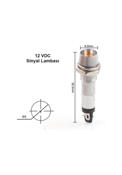Ic-225 8mm Sinyal Lambası Metal 12v Sarı