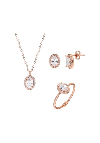 Glorria Gümüş Oval Anturaj Set