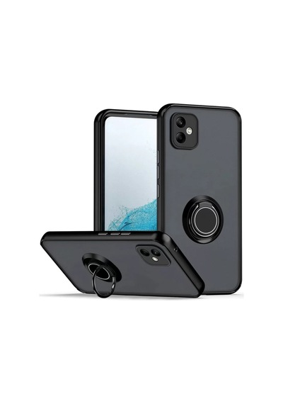 Newface Samsung Galaxy A06 Kılıf Montreal Yüzüklü Silikon Kapak - Siyah