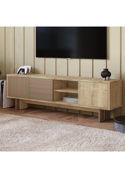 İnarch Dizayn Ravello Tv Sehpası - 3 Kapaklı Modern Tasarım Safir Meşe