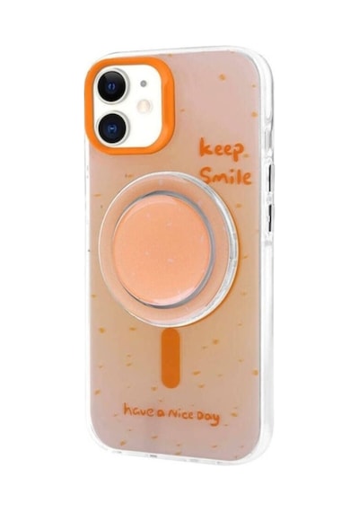 Apple Uyumlu iPhone 11 Kılıf M-safe Şarj Özellikli Tak-çıkar Pop Soketli Zore Tiktok Kapak Turuncu