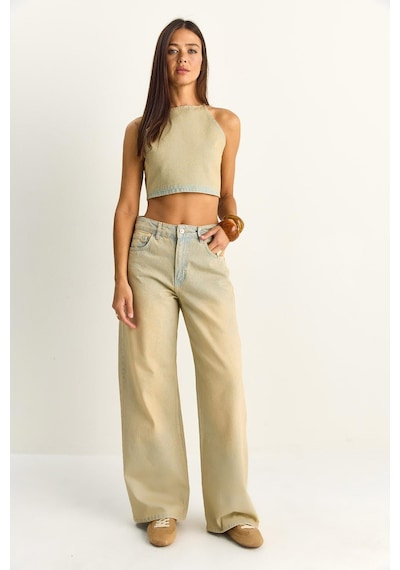 Shade Kadın Boyundan Bağlamalı Crop Top Wide Leg Pantolon Denim Alt-üst Takım 26089 60286151 - Buğday Çok Renkli Shade Kadın Boyundan Bağlamalı Crop Top Wide Leg Pantolon Denim Alt-üst Takım 26089 60286151 - Buğday Çok Renkli
