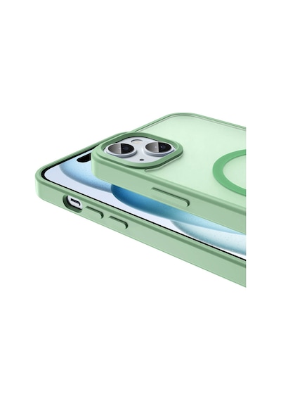 Apple Uyumlu iPhone 14 Plus Kılıf M-safe Şarj Özellikli Mat Arka Yüzey Zore Sio Kapak Light Green