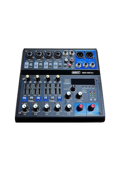 Midex Mdx-06fxu Ses Mikseri Stüdyo Kayıt İçin 6 Kanal Ses Kartlı 99 Dsp Efektli +48v-usb-bluetooth
