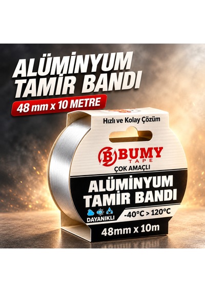 3 Adet Alüminyum Folyo Tamir Bandı Yanmaz 48 Mm X 10 Metre Isıya Dayanıklı Soba Borusu Bantı
