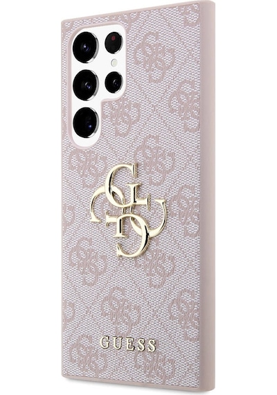 Galaxy Uyumlu S24 Ultra Kılıf Guess Lisanslı Pu Deri Yazı Ve 4g Metal Logolu Desenli Kapak Kahverengi