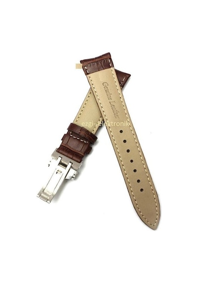 Bizon Deri Saat Kayışı 20Mm Spor Kahverengi Klipsli Saat Kordonu (305768342)