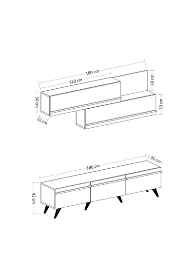 Tv Ünitesi Asil Antrasit Meşe 180 Cm