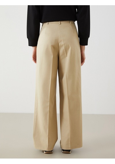 Lcw Modest Bej Loose Fit Keten Karışımlı Kadın Pantolon
