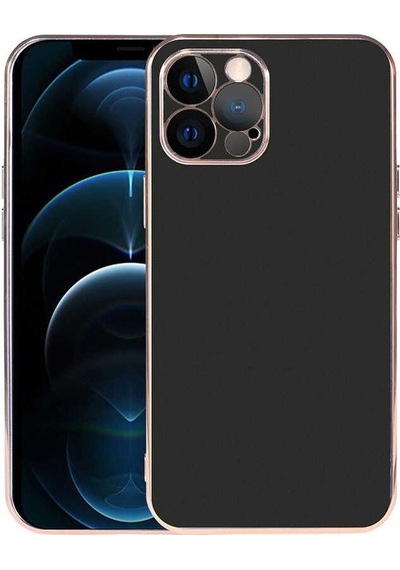 Kilifone - İphone 12 Pro Uyumlu Kılıf Kenarları Parlak Renk Dizaynlı Viyana Kapak - Siyah - T22887