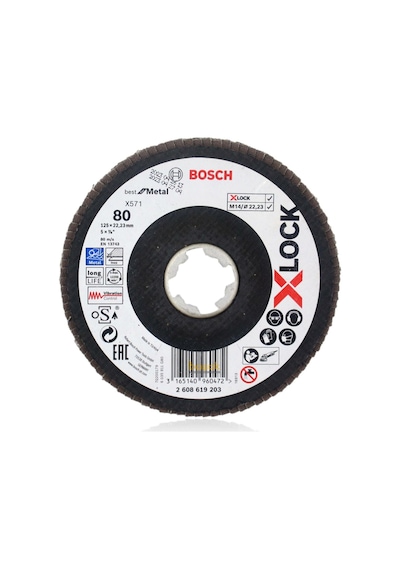 Bosch X-Lock 125 mm 80 Kum Best Serisi Bombeli Fiber Tabanlı Metal Flap Zımpara Diski -2608619203
