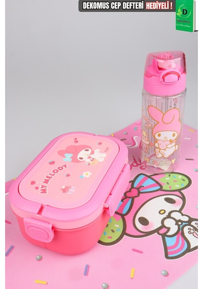 X Dekomus Lisanslı My Melody 500 Ml Matara,3 Bölmeli Beslenme Kabı,beslenme Örtüsü Seti Diğer