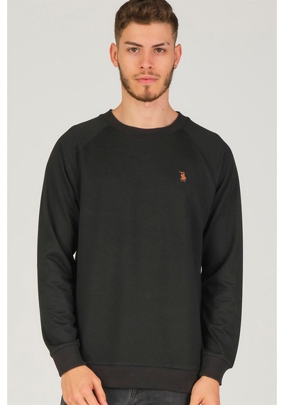 V4003 Dewberry Reglan Kol Erkek Sweatshırt-siyah Siyah