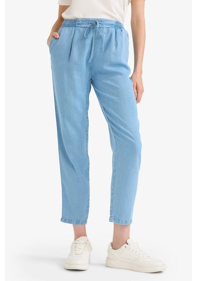 Defacto Pull On Carrot Fit Yüksek Bel Bilek Boy Akışkan Kumaş Yıkamalı Pantolon D8237AX25SM Mavi
