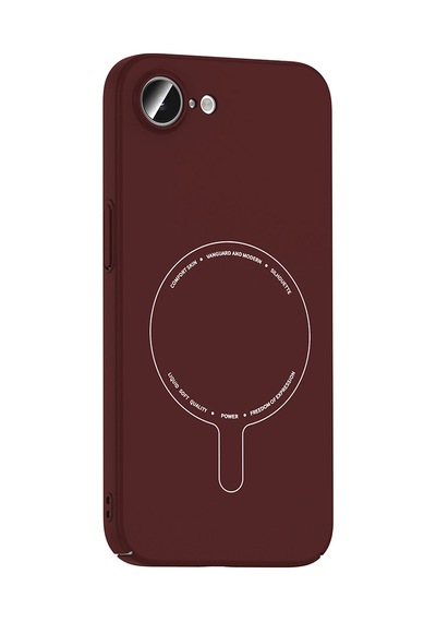 Maks Technology iPhone Uyumlu 16e Kılıf M-safe Şarj Özellikli Kamera Korumalı Mkst Elio Sert Pc Kapak - Bordo