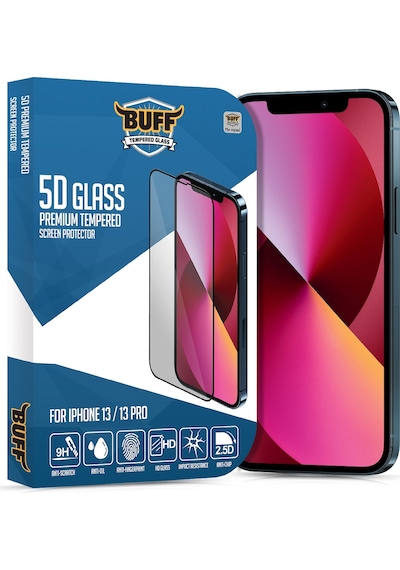 Buff Apple Uyumlu   iPhone 13/13 Pro 5D Glass Ekran Koruyucu