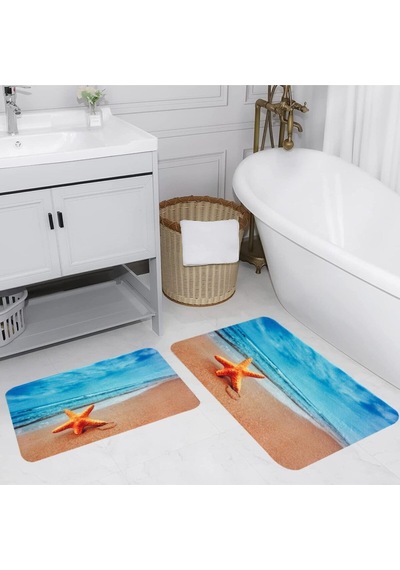 Eliana Home Dijital Baskılı 2'li Banyo Paspas Takımı Lna5025 Mavi