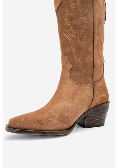 Luvishoes Luvi Shoes Pietro Toprak Hakiki Deri Süet Kadın Western Çizme Toprak