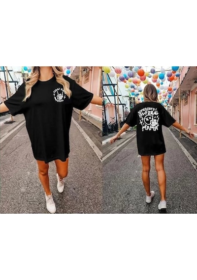Modi Bisiklet Yaka Baskılı T-shirt - Siyah - Mymg142480
