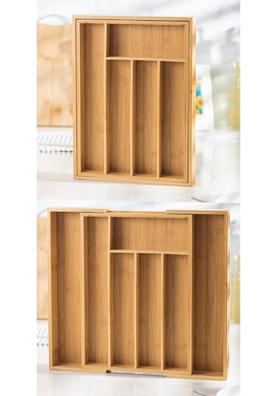 Bambu Ayarlanabilir Çekmece İçi Kaşıklık & Çekmece İçi Organizer Karışık Renkli