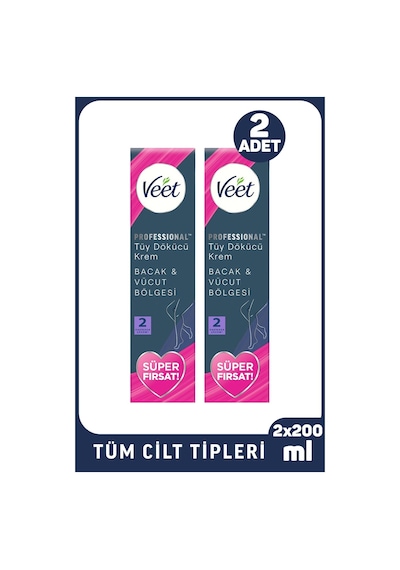 Veet Professional Tüy Dökücü Krem Tüm Cilt Tipleri İçin 200 Ml 2 Adet